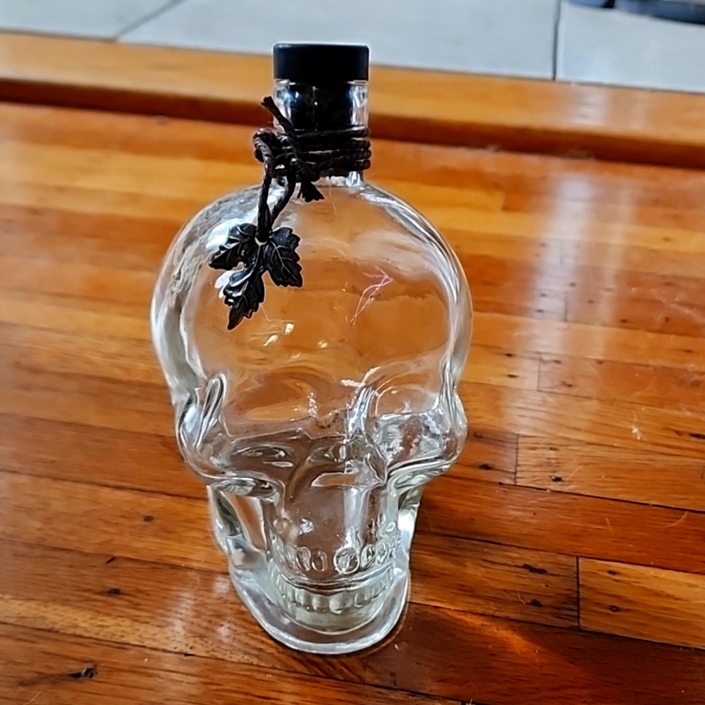 Glass Skull Decor Wine container